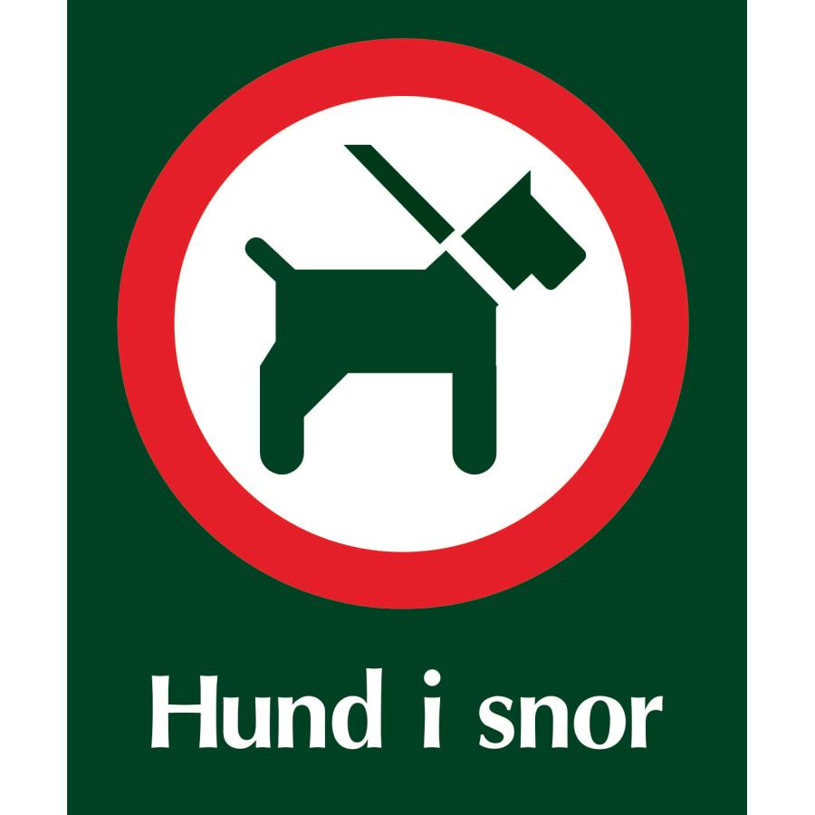 Skilt: Hund i snor, 10 x 12 cm