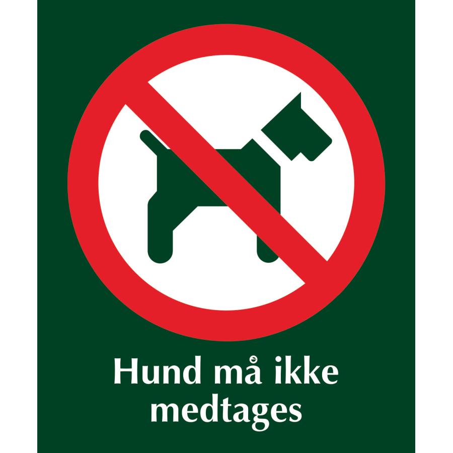 Skilt: Hund må ikke medtages, 10 x 12 cm