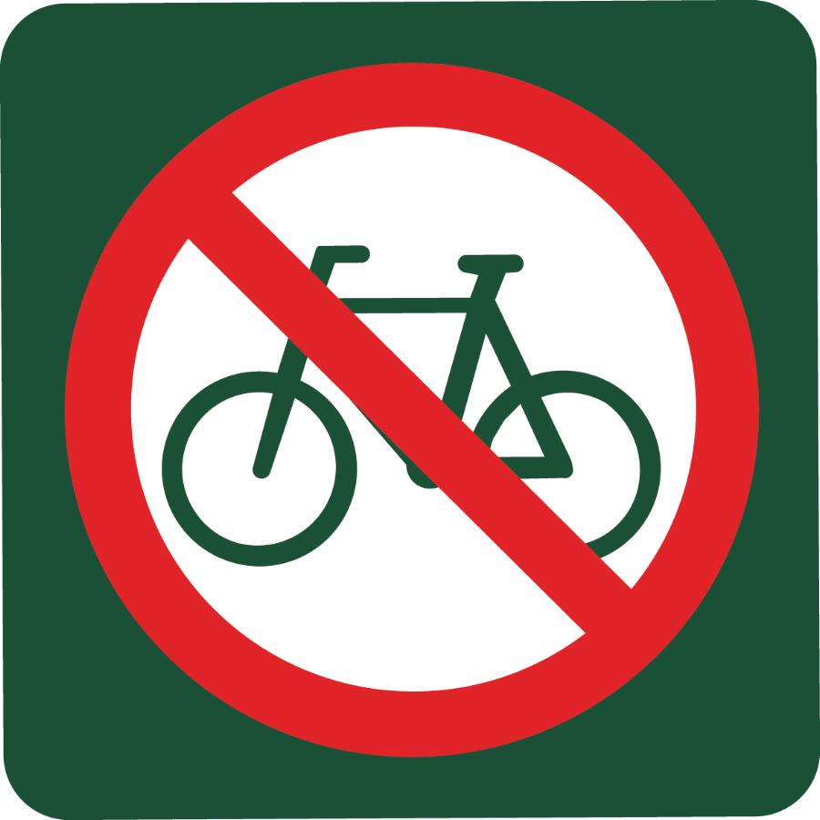 Skilt: Cykling forbudt, 10 x 10 cm