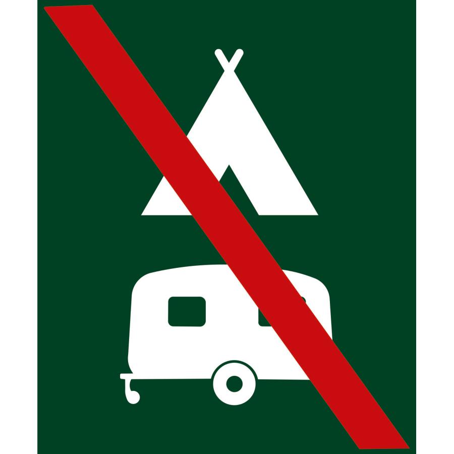Skilt: Camping/Campingvogn forbudt, 10 x 10 cm