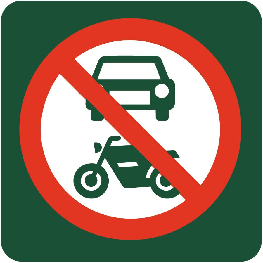 Skilt: Motor- og knallertkørsel forbudt, 10 x 10 cm