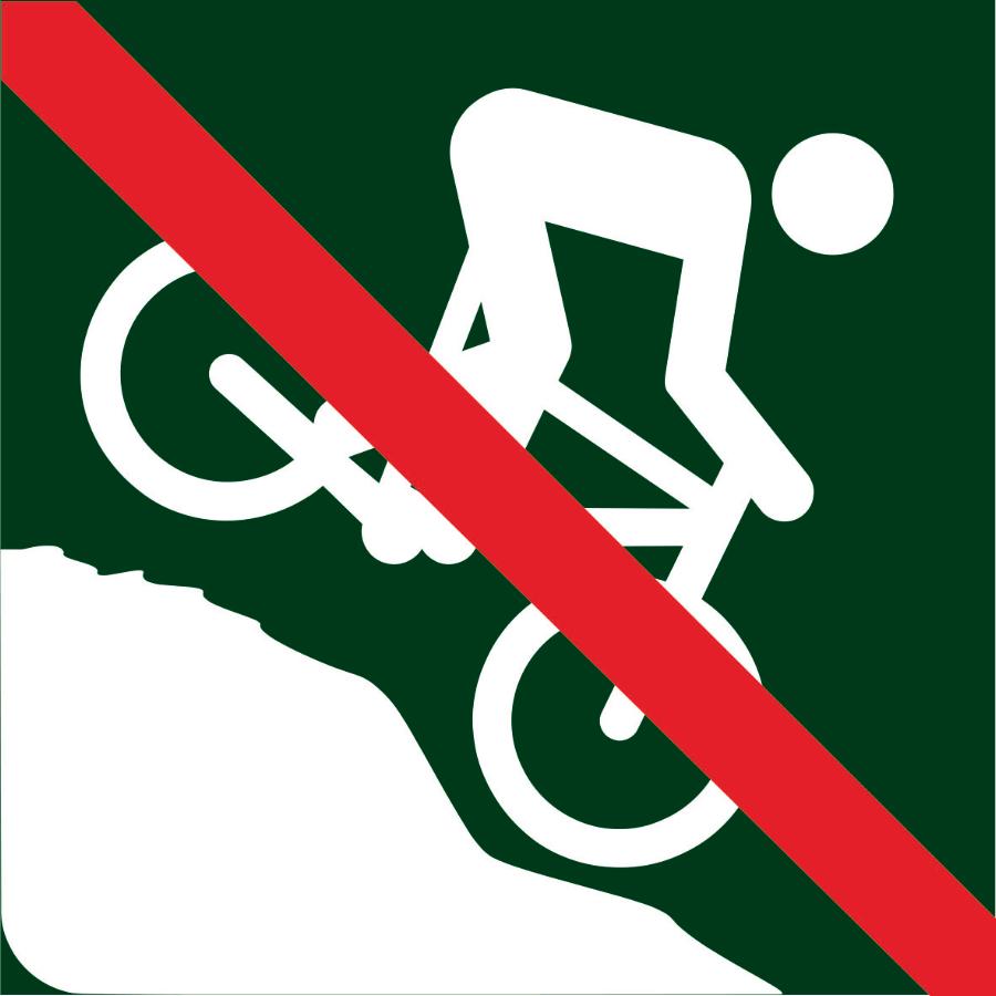 Skilt: Mountainbike forbudt, 10 x 10 cm