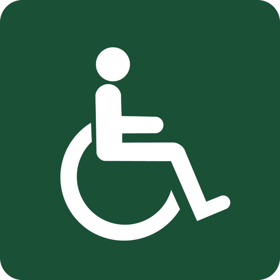 Skilt: Handicapvenlig (kørestol), 10 x 10 cm