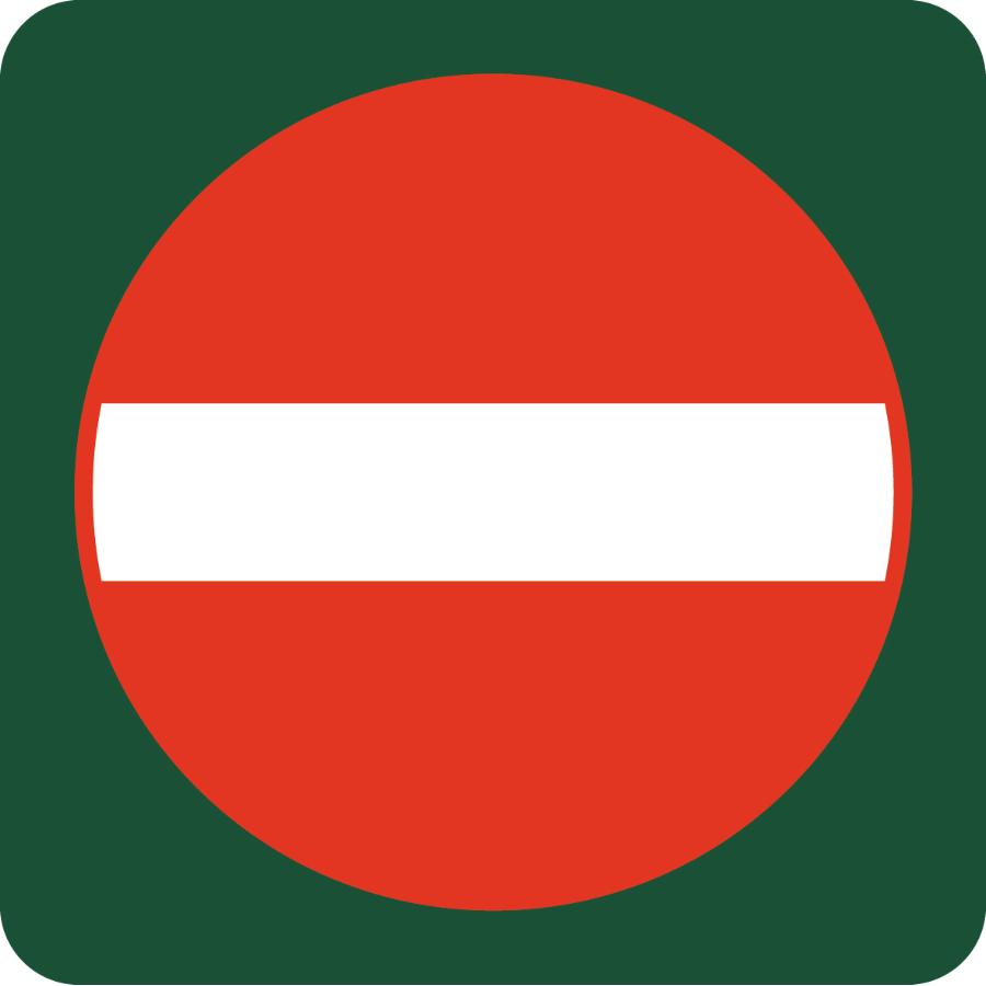 Skilt: Indkørsel forbudt, 10 x 10 cm